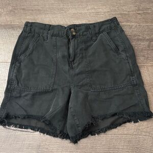 AERIE Black Frayed Cotton Shorts